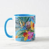 Mug Oiseau de Paradis Et Orchidée Été Bleu (Gauche)