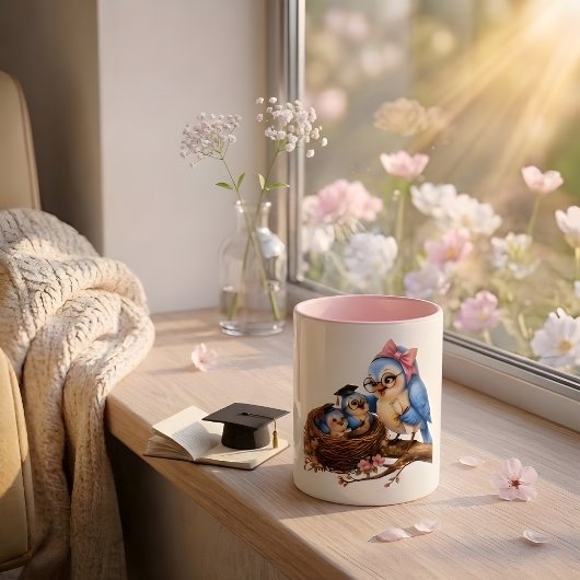 Mug Oiseau de Remise de Diplôme Rose Mignon