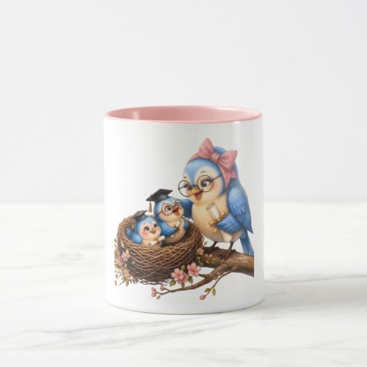 Mug Oiseau de Remise de Diplôme Rose Mignon (Centre)