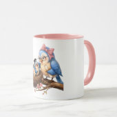 Mug Oiseau de Remise de Diplôme Rose Mignon (Devant droit)