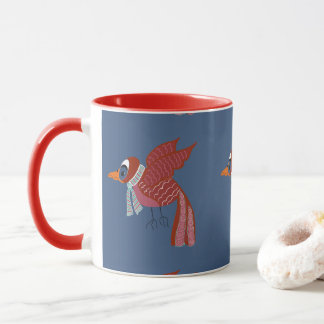Mug Oiseau d'hiver fantaisiste avec écharpe
