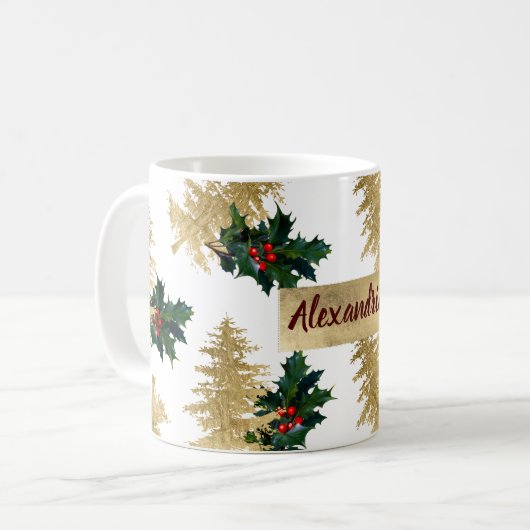 Mug Oiseau doré rouge saindoux de Noël (Devant gauche)