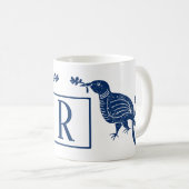 Mug Oiseau du monogramme bleu paradisiaque (Devant droit)