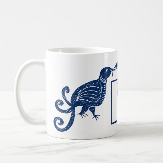 Mug Oiseau du monogramme bleu paradisiaque (Gauche)