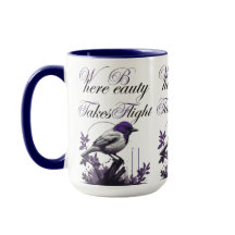 Oiseau en fleur | Harmonie violette et gris