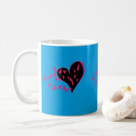 Mug Oiseau et coeur d'amour (Avec donut)