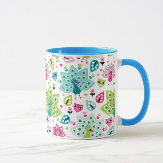 Mug oiseau et hibou de paon (Droite)