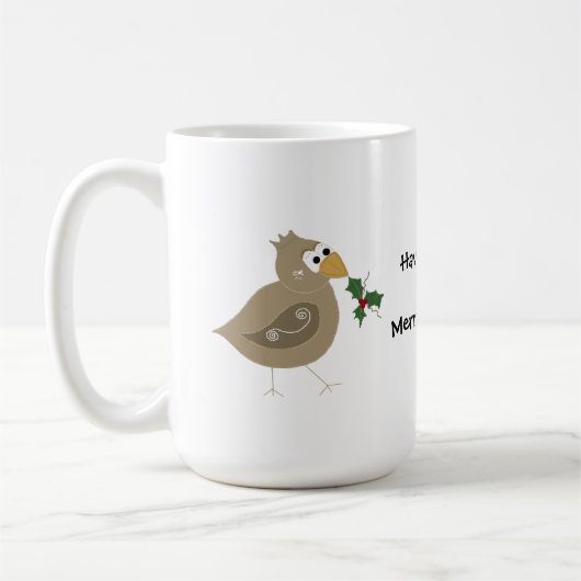 Mug Oiseau fantaisiste avec un brin de houx (Gauche)