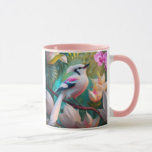 Mug Oiseau Fantastique à Crête Blanche et Poitrine Ros
