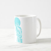 Mug Oiseau faucon sarcelle et lune (Devant droit)