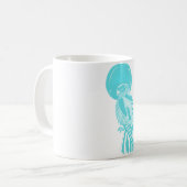 Mug Oiseau faucon sarcelle et lune (Devant gauche)