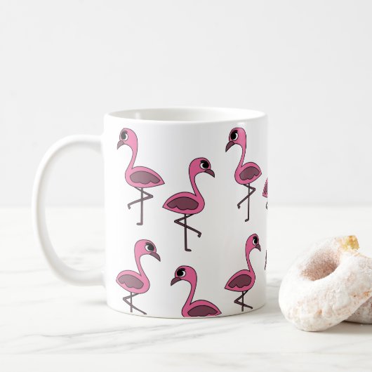 Mug Oiseau Flamant rose rose (Avec donut)