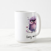 Mug Oiseau gris et pourpre sassy (Devant droit)