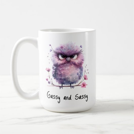 Mug Oiseau gris et pourpre sassy (Gauche)