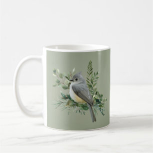 Mug Oiseau gris sur la boue de arrière - plan vert ol