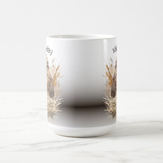 Mug Oiseau Grumpy Oiseau Oeuvre originale Matin Sarcas (Centre)