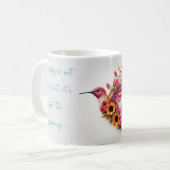 Mug Oiseau Humide Personnalisé volant avec des fleurs (Devant gauche)