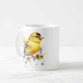 Mug Oiseau jaune aquarelle nature (Devant gauche)