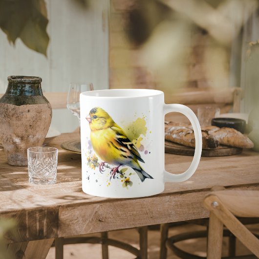 Mug Oiseau jaune aquarelle nature