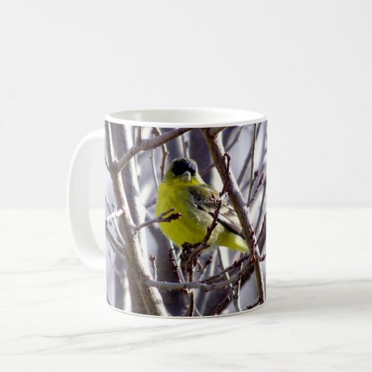 Mug - Oiseau jaune dans des branches nues (Devant gauche)