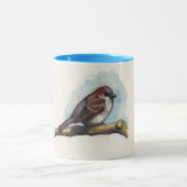 Mug Oiseau : Moineau dans l'aquarelle (Centre)
