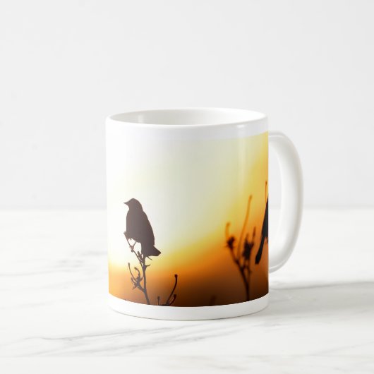 Mug Oiseau noir à ailes rouges 11oz (Devant droit)