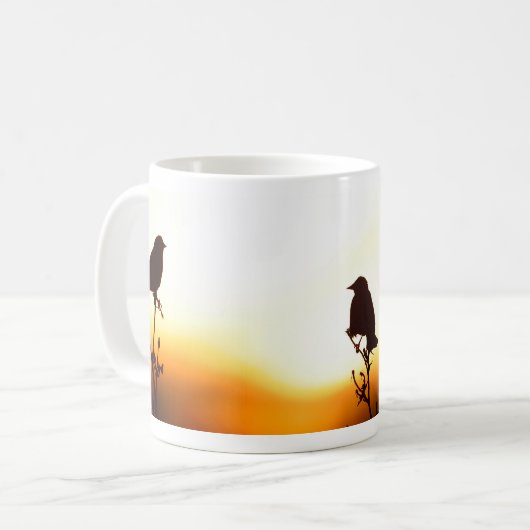 Mug Oiseau noir à ailes rouges 11oz (Devant gauche)