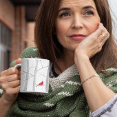 Mug Oiseau rouge artistique Arbre d'hiver Pays Forêt