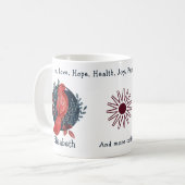 Mug Oiseau Rouge Sur Arrière - plan Bleu. Unique Et Dr (Devant gauche)