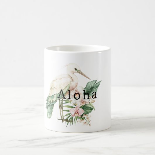 Mug Oiseau Tropical Fleurs d'Orchidée Rose Aloha (Centre)