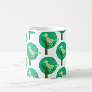 Mug Oiseau vert et arbre Motif Nature inspirée