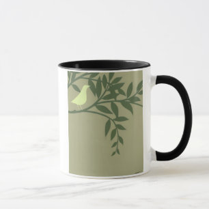 Mug Oiseau vert été perché sur la branche verte