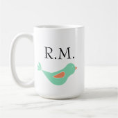 Mug Oiseau vert Pastel Monogrammé (Gauche)