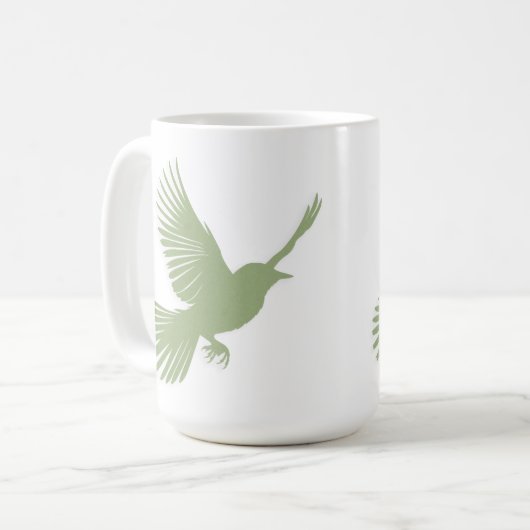 Mug Oiseau Volant Silhouette Sage Vert Scandinave (Devant gauche)