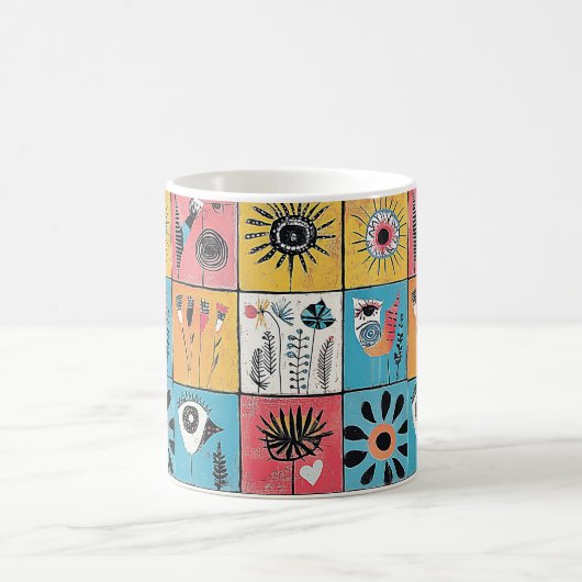 Mug Oiseaux Abstraits et fleurs (Centre)