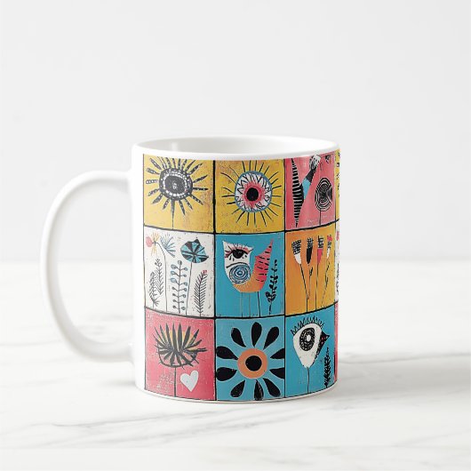 Mug Oiseaux Abstraits et fleurs (Gauche)