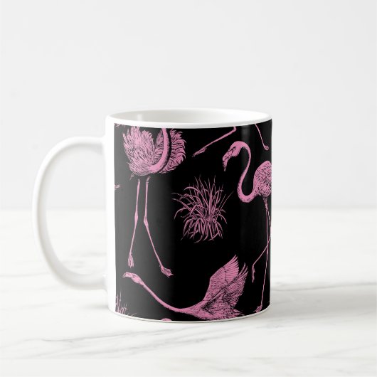 Mug Oiseaux Abstraits : Motif de mode monochrome (Gauche)