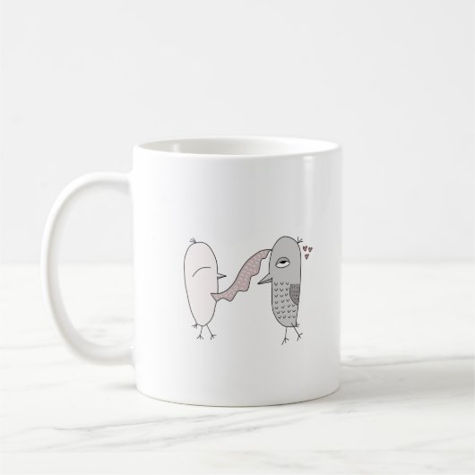 Mug oiseaux amour couple mignon automne thé café (Gauche)