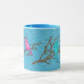 Mug Oiseaux appliqués sur une branche, Sky Blue Multi (Centre)