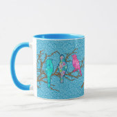 Mug Oiseaux appliqués sur une branche, Sky Blue Multi (Gauche)