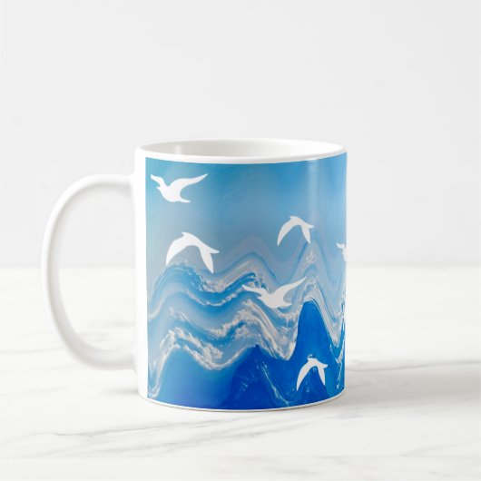 Mug Oiseaux au-dessus des vagues de la mer (Gauche)