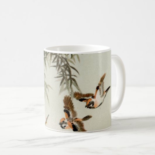 Mug Oiseaux Bambou Asiatique Japonais Vintage (Devant droit)