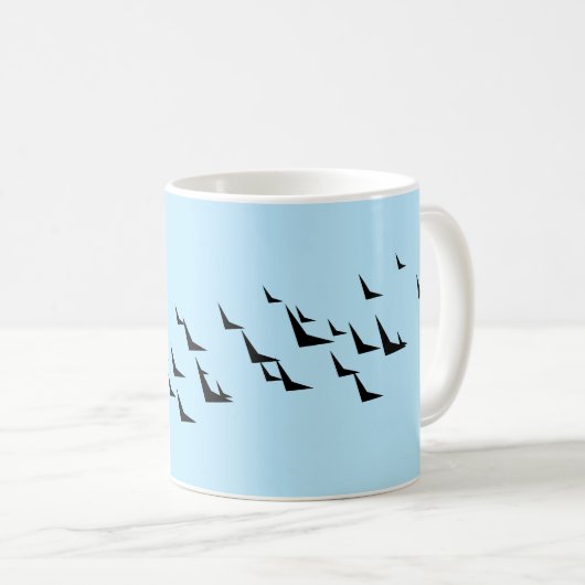 Mug Oiseaux bleu clair noir motif (Devant droit)