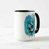 Mug Oiseaux Bleus D'Hiver Peinture Avec Nom (Devant droit)