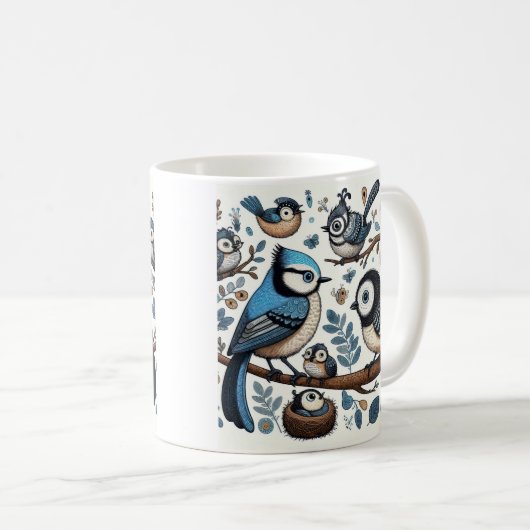Mug Oiseaux bleus excentriques (Devant droit)