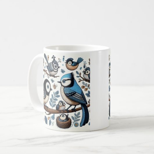 Mug Oiseaux bleus excentriques (Devant gauche)
