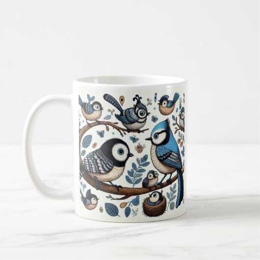 Mug Oiseaux bleus excentriques (Gauche)