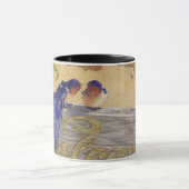 Mug Oiseaux bleus, hirondelles de grange (Centre)