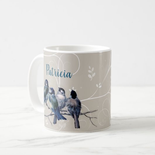 Mug Oiseaux bleus sur une branche (Devant gauche)