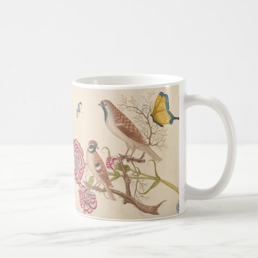 Mug oiseaux Brown avec oeillets et papillons (Droite)
